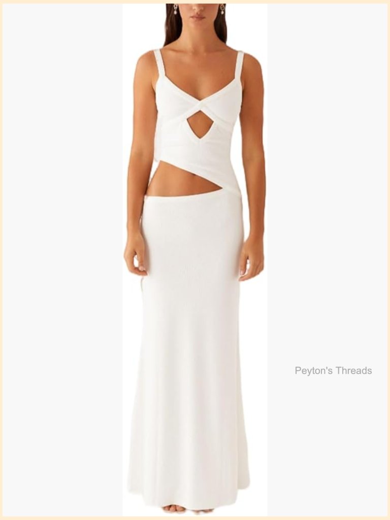 Cut Out Spaghetti Strap Backless V Neck Bodycon Maxi Dress Sleeveless Beachwear
